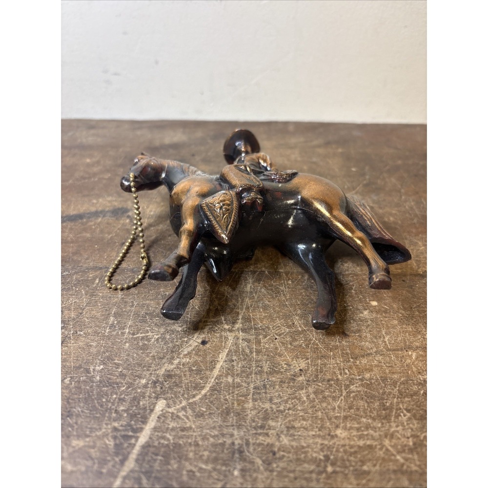 Vtg. Copper Toned Metal Horse and Cowboy-5.5" Cowboy to Hoofs - Picture 3 of 6